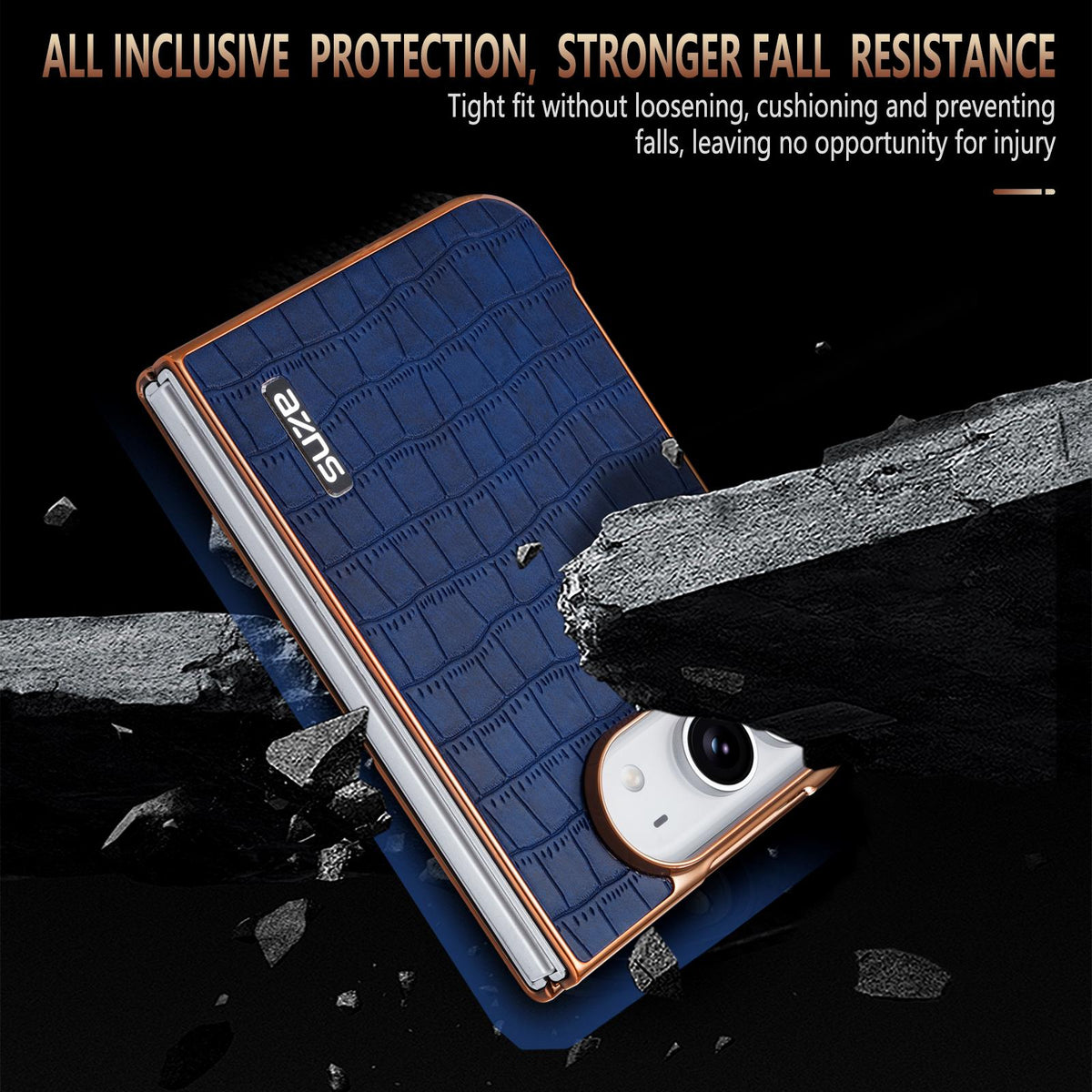 For iPhone Duo AZNS Electroplated Frame Crocodile Texture Full Coverage Phone Case - Green - EDA010250301C