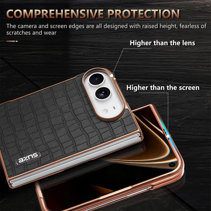 For iPhone Duo AZNS Electroplated Frame Crocodile Texture Full Coverage Phone Case - Green - EDA010250301C
