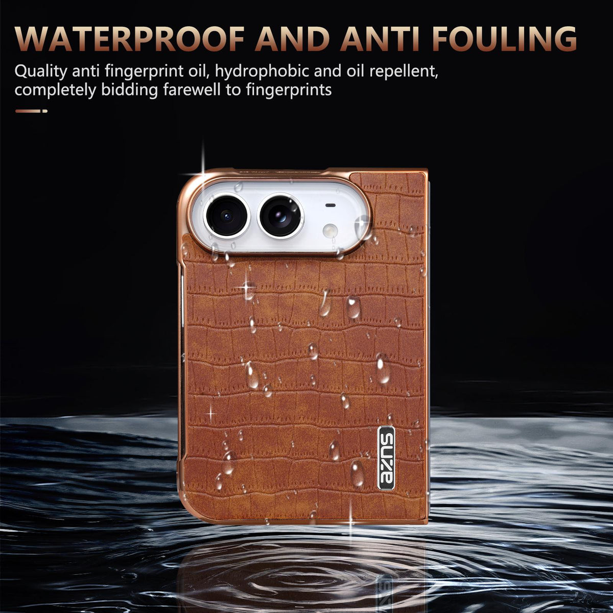 For iPhone Duo AZNS Electroplated Frame Crocodile Texture Full Coverage Phone Case - Green - EDA010250301C