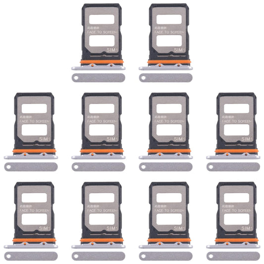 For Xiaomi 14T Pro 5G 10pcs Original SIM Card Tray + SIM Card Tray (Silver)