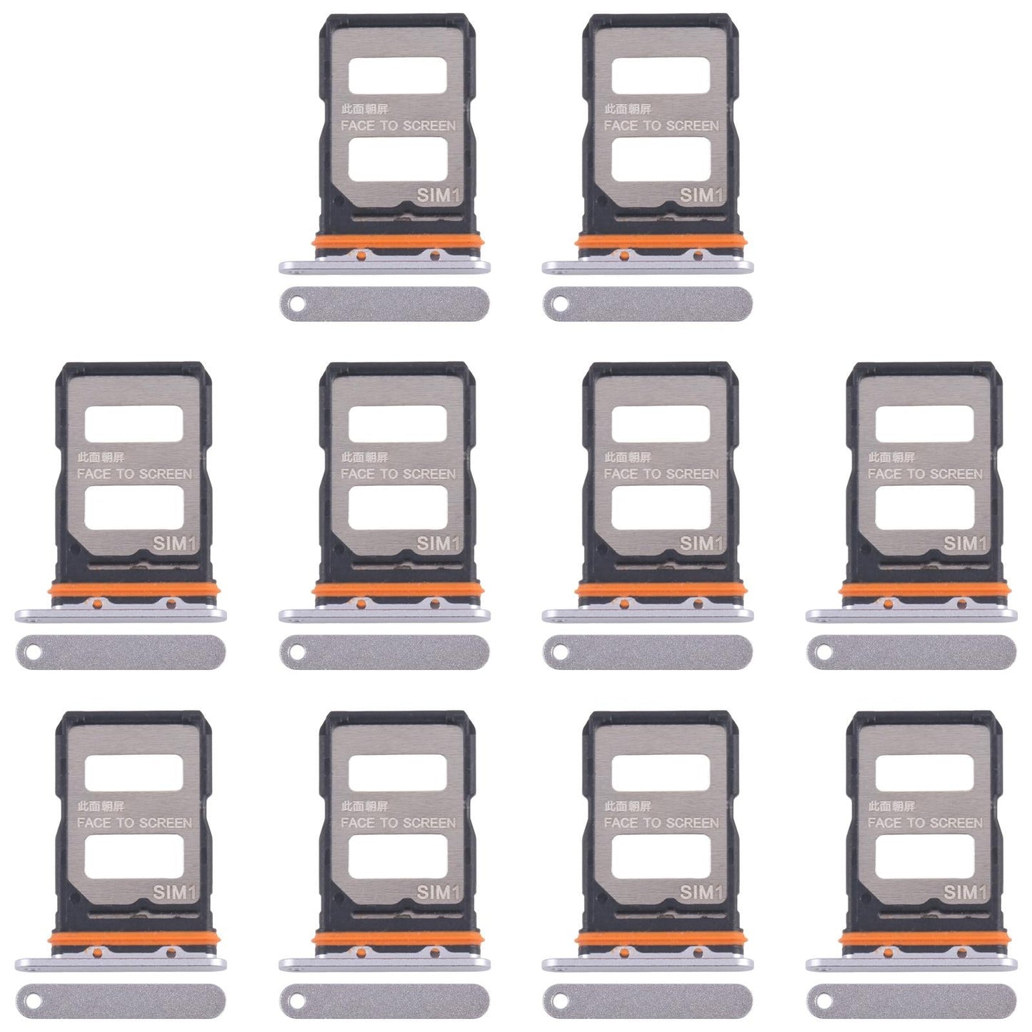 For Xiaomi 14T Pro 5G 10pcs Original SIM Card Tray + SIM Card Tray (Silver)