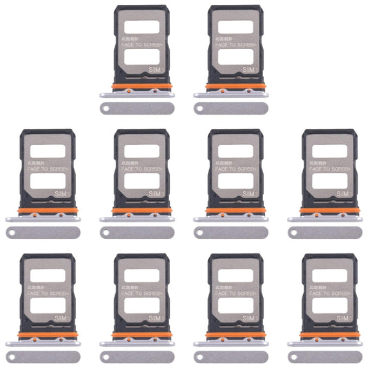 For Xiaomi 14T Pro 5G 10pcs Original SIM Card Tray + SIM Card Tray (Silver)