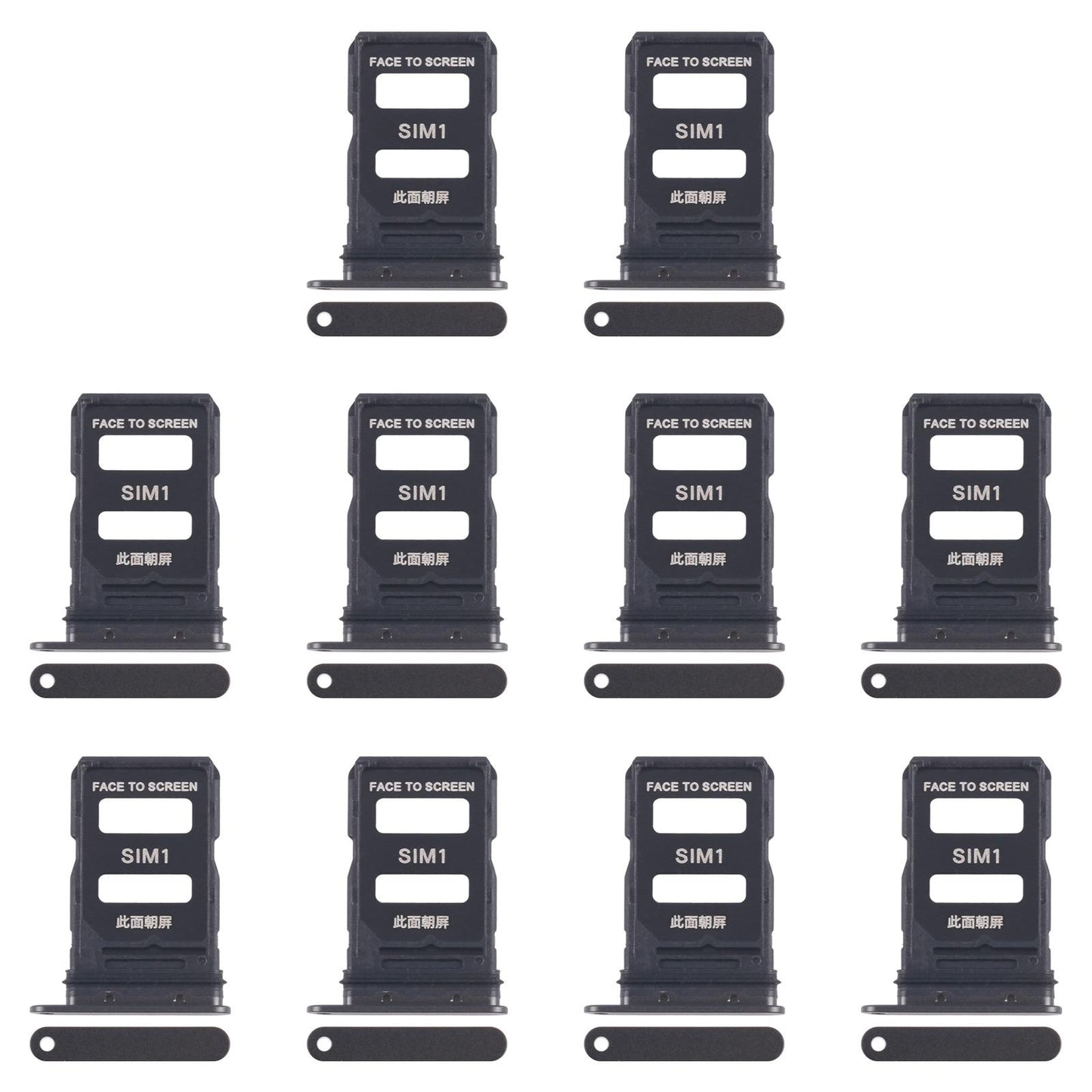 For Xiaomi 15 10pcs Original SIM Card Tray + SIM Card Tray (Black)