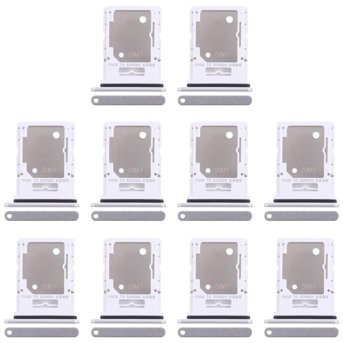 For Xiaomi Redmi Note 14 5G 10pcs Original SIM + SIM / Micro SD Card Tray (Silver)