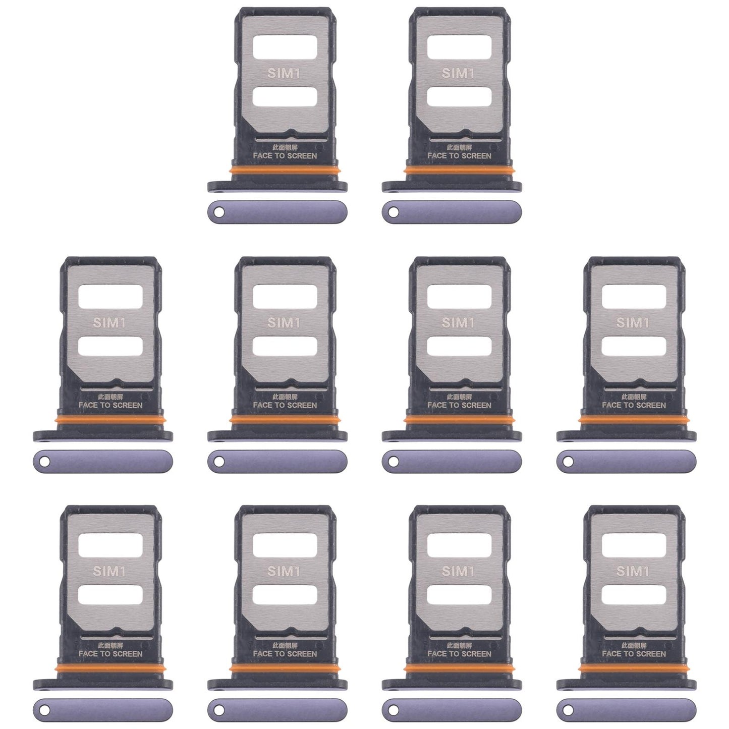 For Xiaomi Redmi Note 14 Pro+ 5G 10pcs Original SIM Card Tray + SIM Card Tray (Purple)