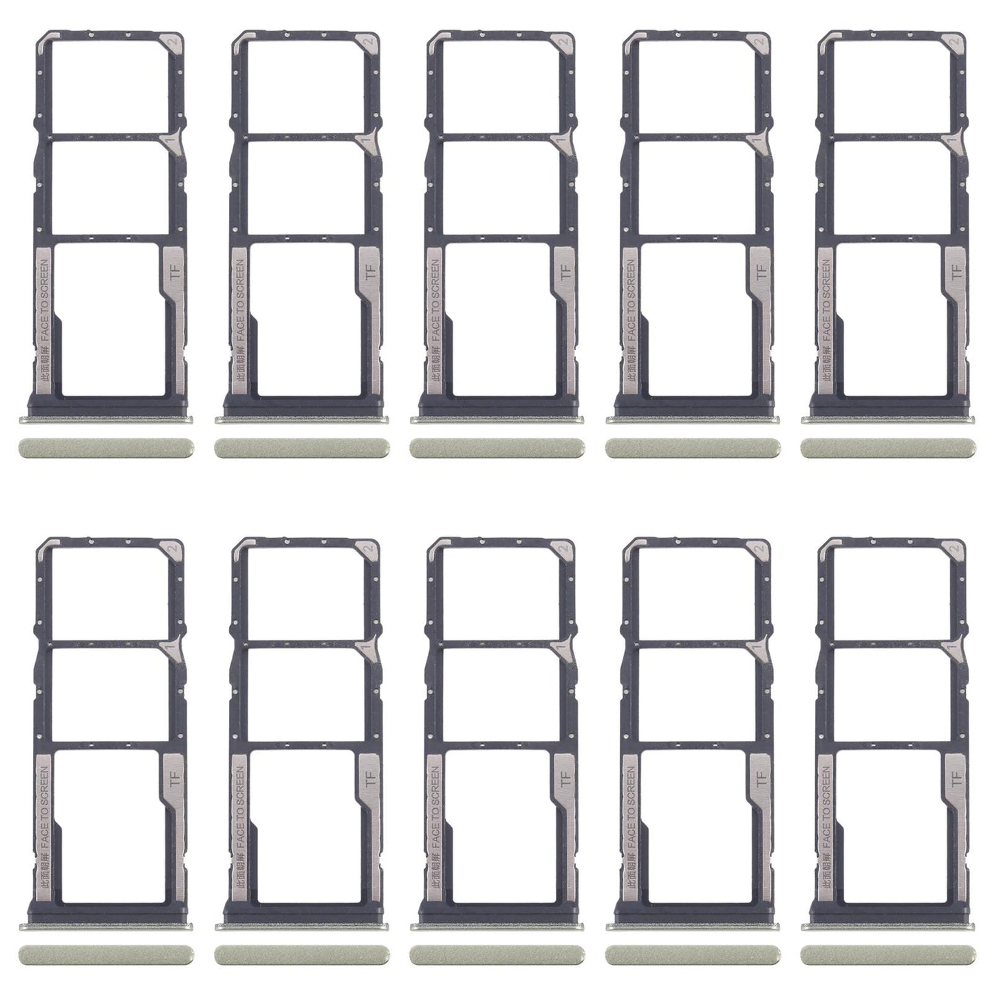 For Xiaomi Redmi 14C 4G 10pcs Original SIM Card Tray + SIM Card Tray + Micro SD Card Tray (Green)