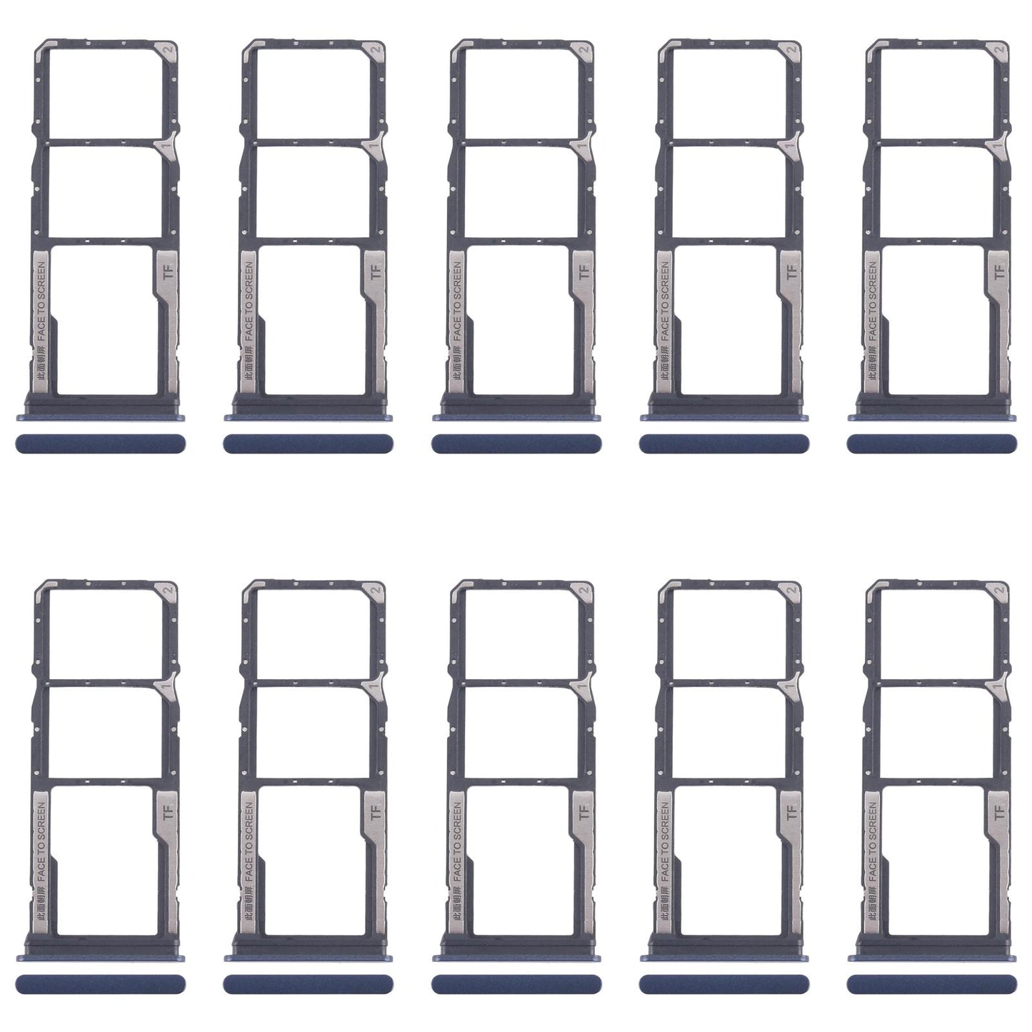 For Xiaomi Redmi 14C 4G 10pcs Original SIM Card Tray + SIM Card Tray + Micro SD Card Tray (Blue)