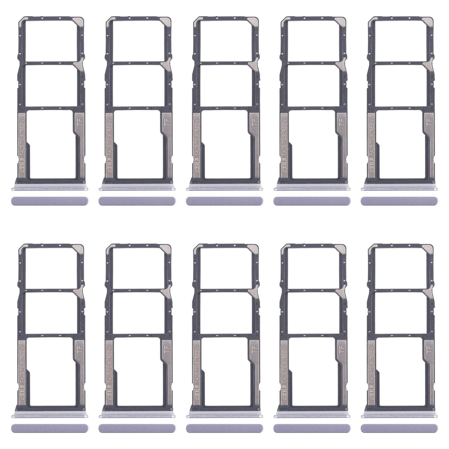 For Xiaomi Redmi 14C 4G 10pcs Original SIM Card Tray + SIM Card Tray + Micro SD Card Tray (Purple)