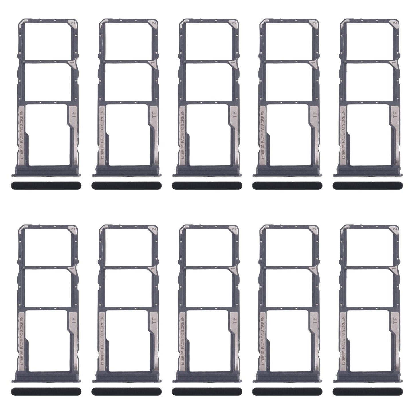 For Xiaomi Redmi 14R 5G 10pcs Original SIM Card Tray + SIM Card Tray + Micro SD Card Tray (Black)