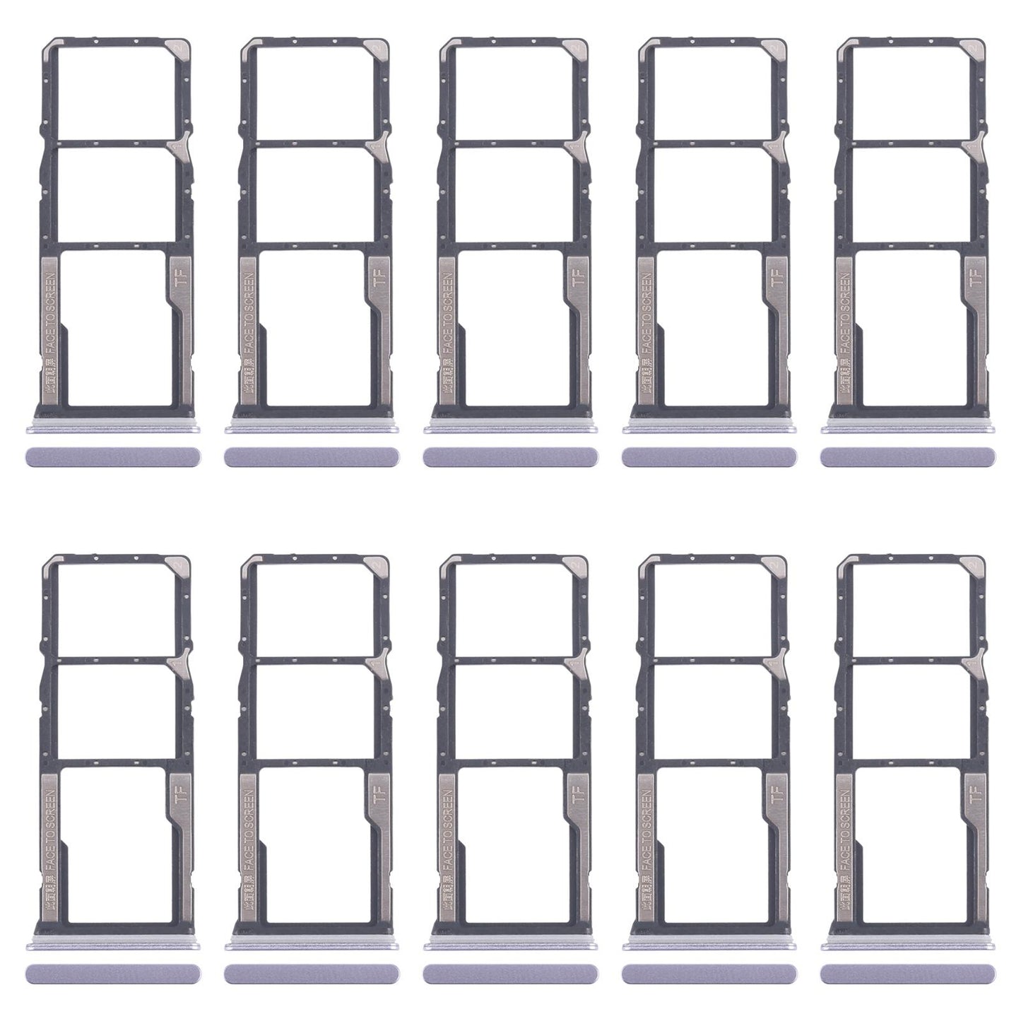 For Xiaomi Redmi 14R 5G 10pcs Original SIM Card Tray + SIM Card Tray + Micro SD Card Tray (Purple)