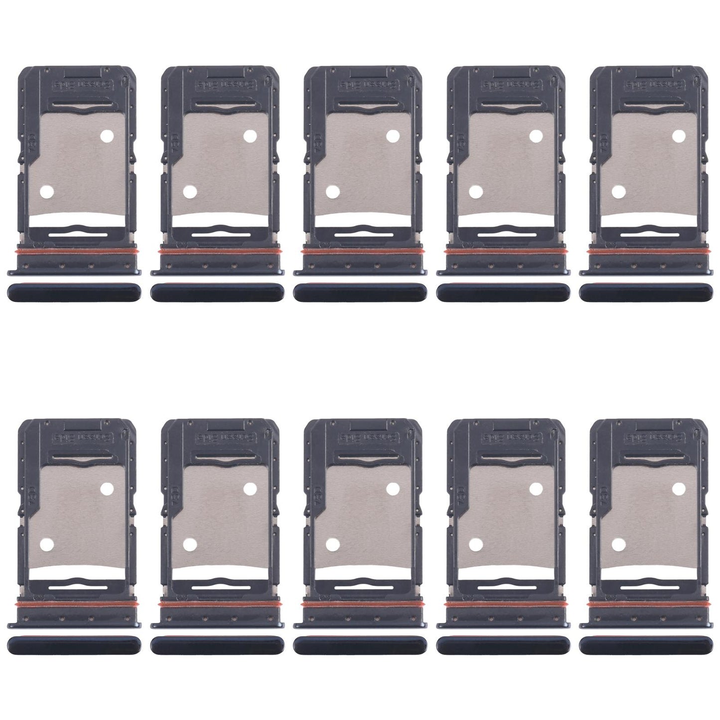 For Tecno Camon 18 P 10pcs Original SIM Card Tray + SIM Card Tray + Micro SD Card Tray (Black)