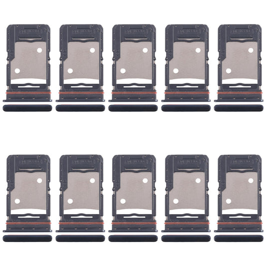 For Tecno Camon 18 P 10pcs Original SIM Card Tray + SIM Card Tray + Micro SD Card Tray (Black)