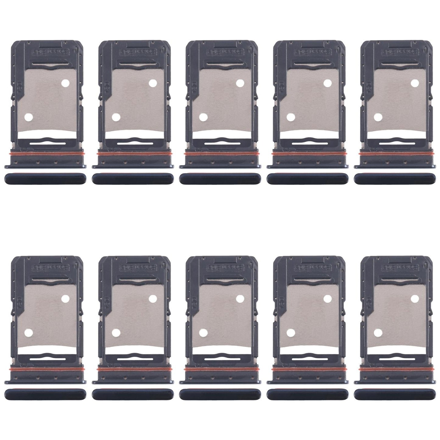 For Tecno Camon 18 P 10pcs Original SIM Card Tray + SIM Card Tray + Micro SD Card Tray (Black)