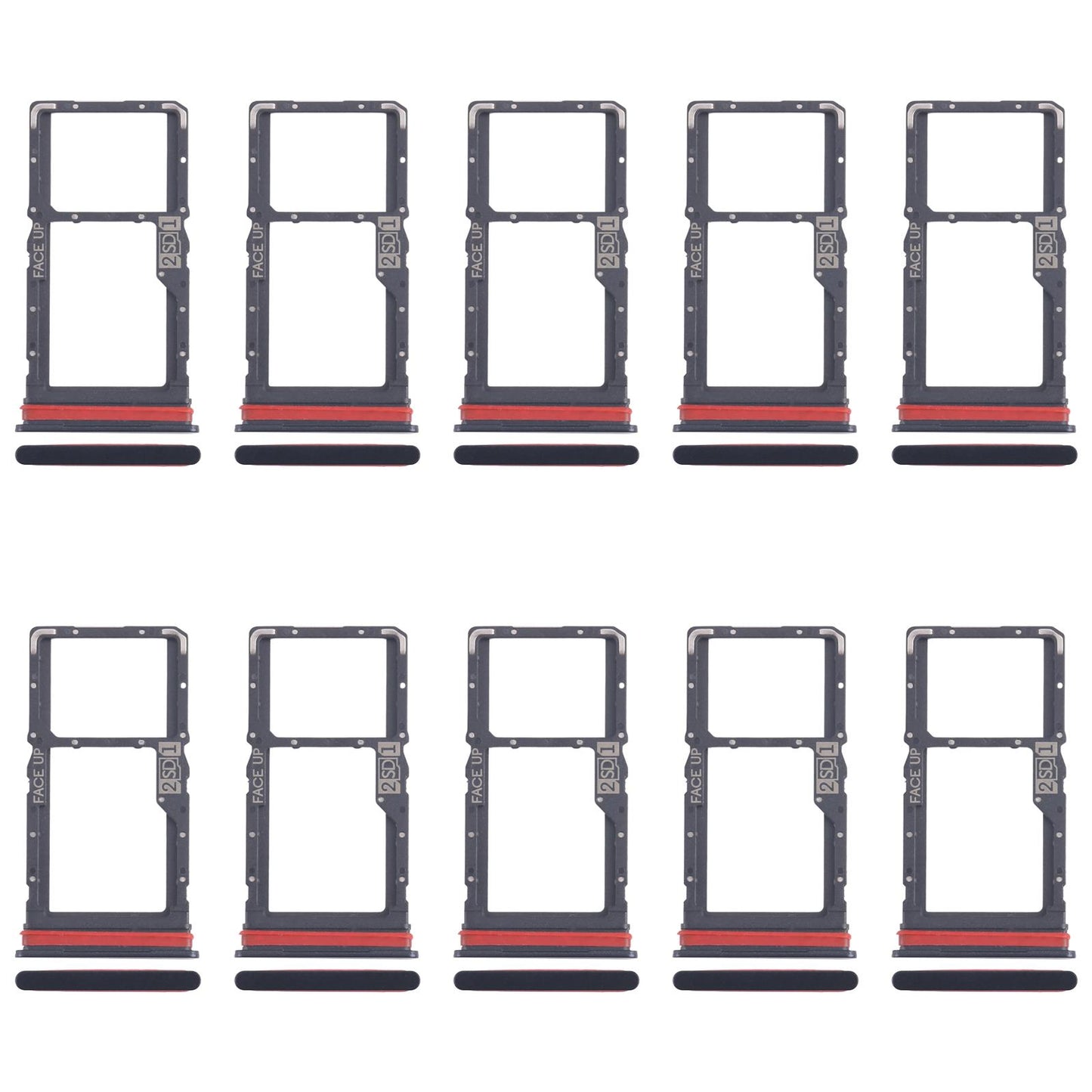 For Motorola Moto G53 XT2335-2 10pcs Original SIM + Micro SD Card Tray (Black)