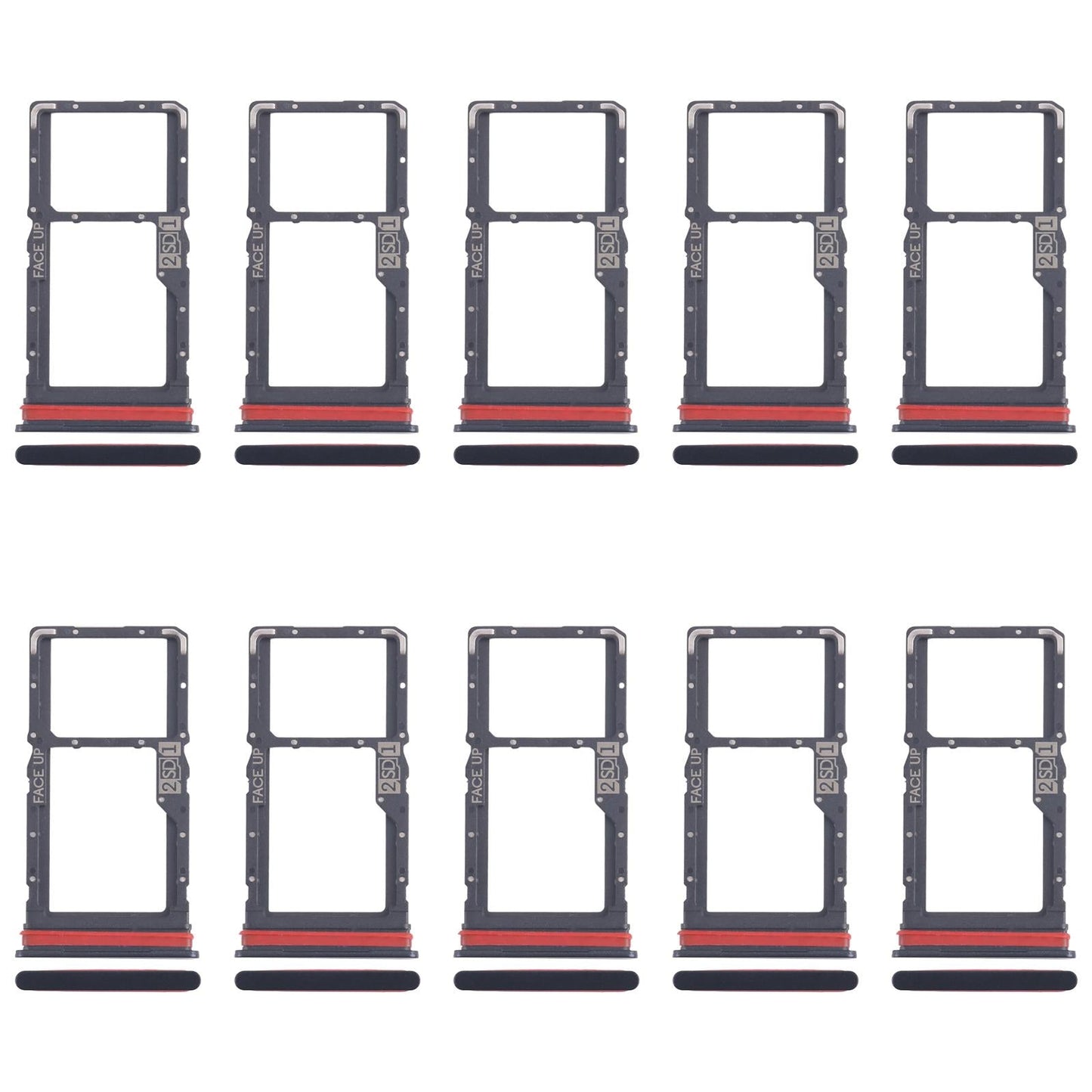 For Motorola Moto G53 XT2335-2 10pcs Original SIM + Micro SD Card Tray (Black)