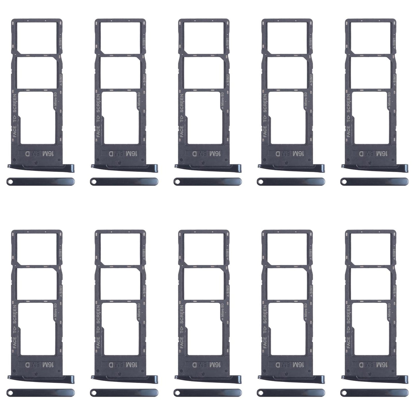 For Motorola Moto G6 10pcs Original SIM Card Tray + SIM Card Tray + Micro SD Card Tray (Black)