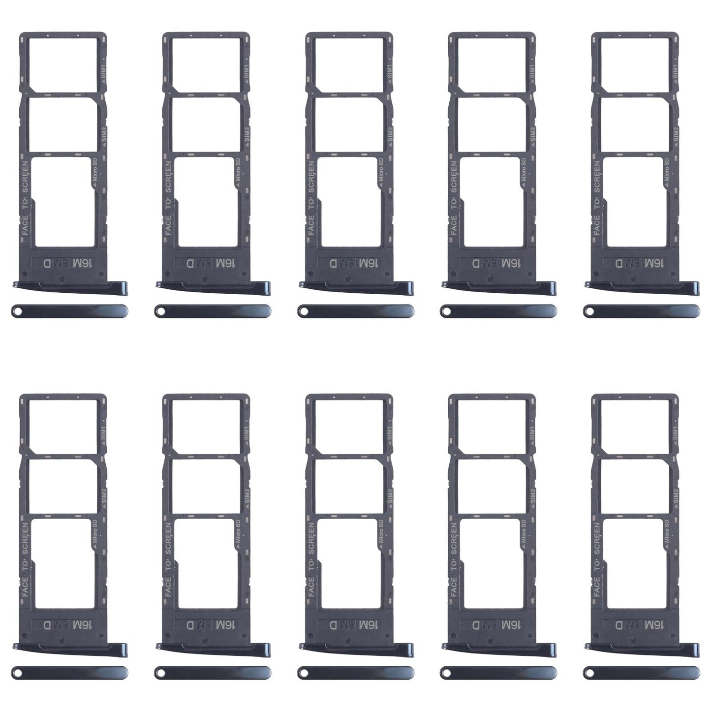 For Motorola Moto G6 10pcs Original SIM Card Tray + SIM Card Tray + Micro SD Card Tray (Black)