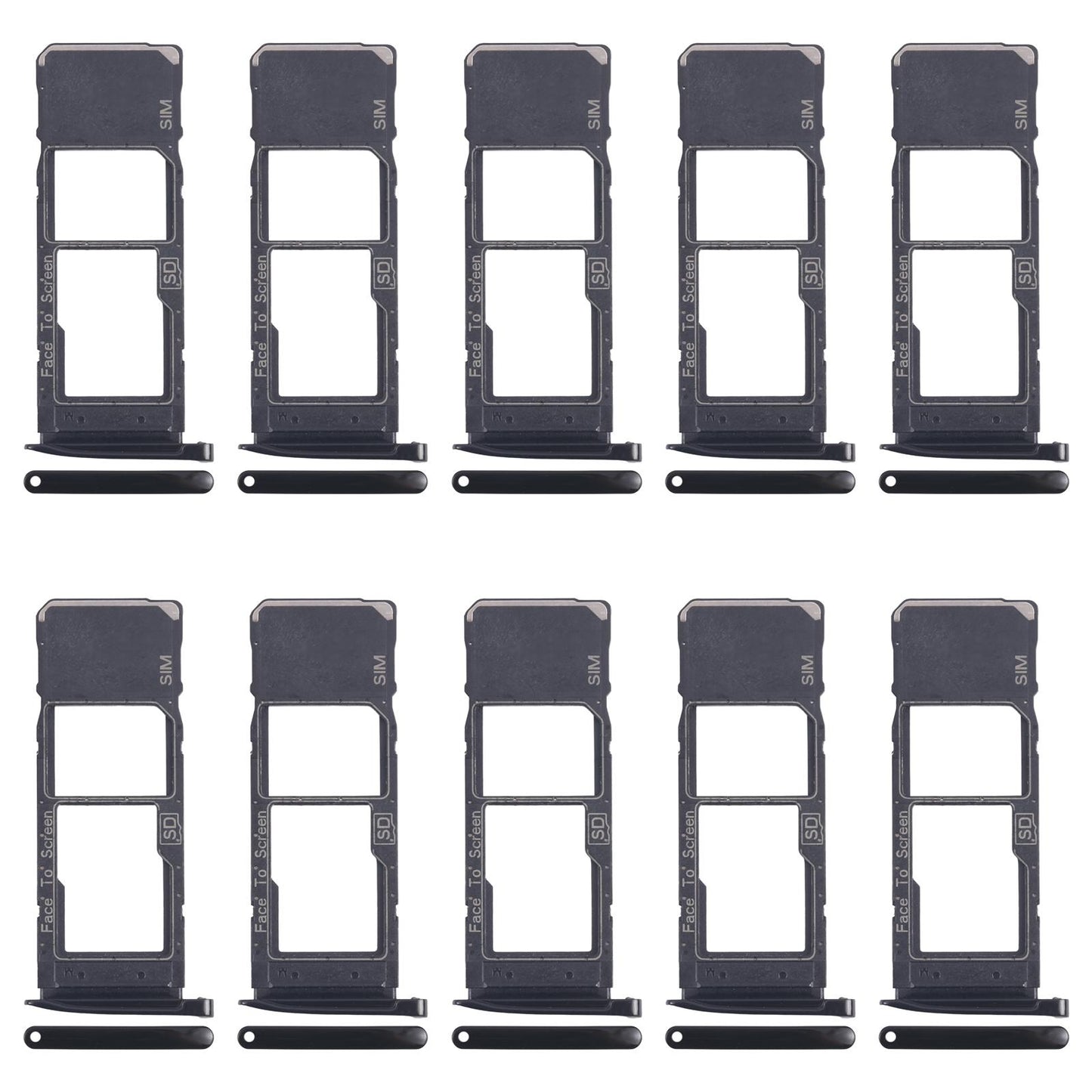 For Motorola Moto G7 Plus 10pcs Original SIM + Micro SD Card Tray (Black)