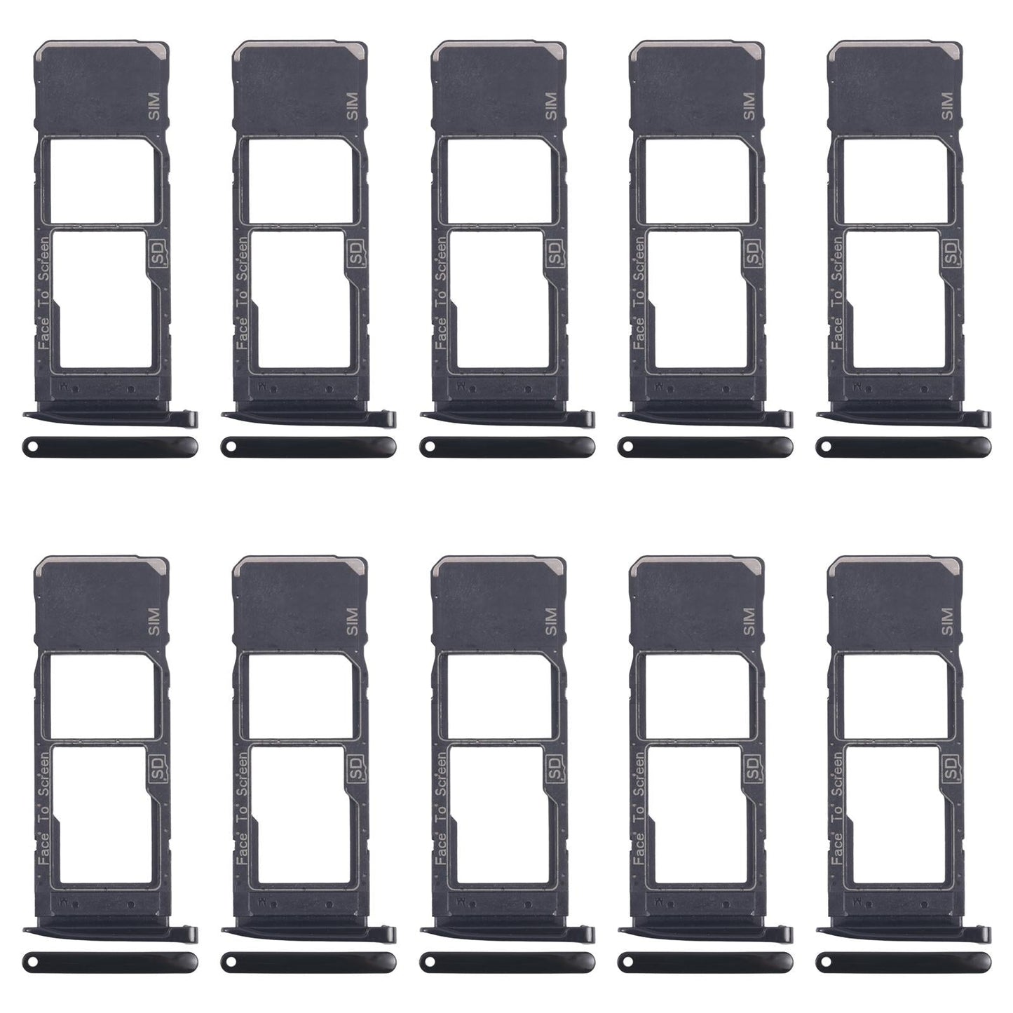 For Motorola Moto G7 Plus 10pcs Original SIM + Micro SD Card Tray (Black)