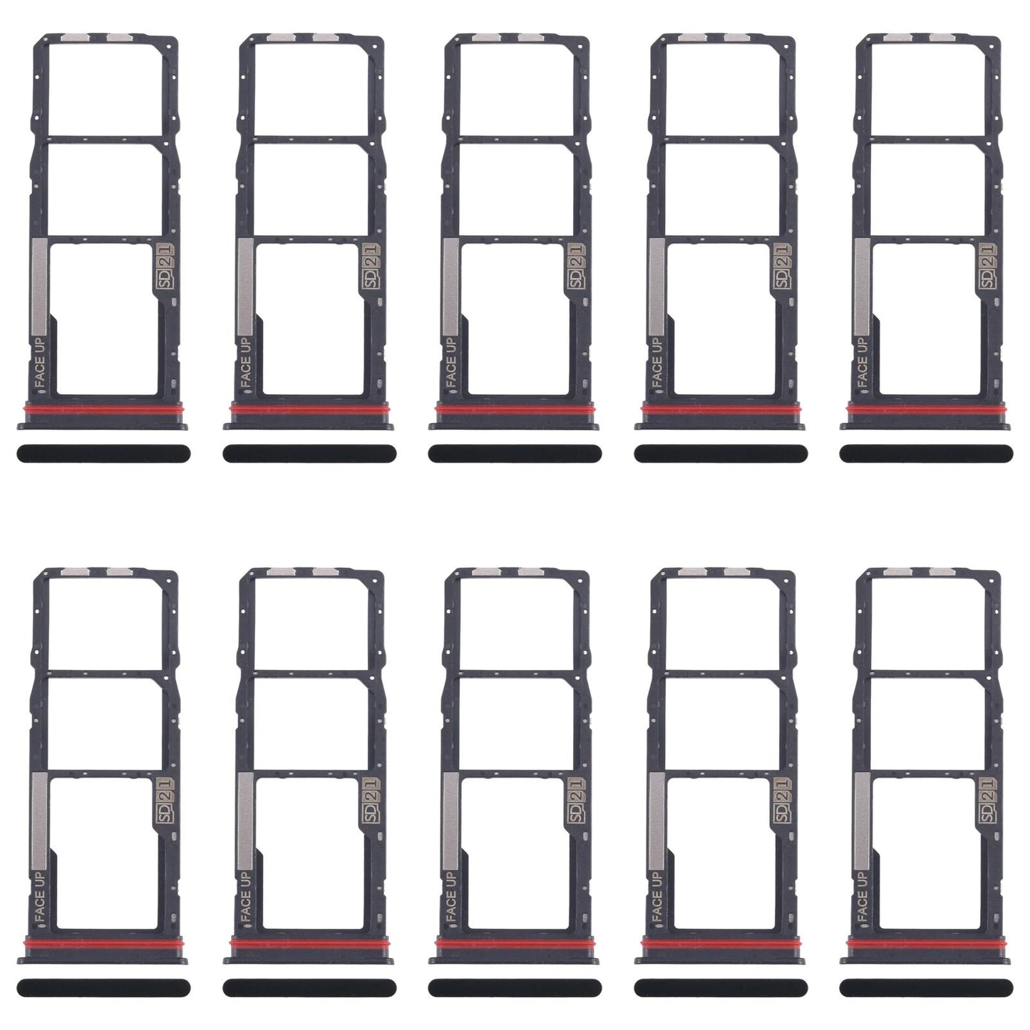For Motorola Moto G04 10pcs Original SIM Card Tray + SIM Card Tray + Micro SD Card Tray (Black)
