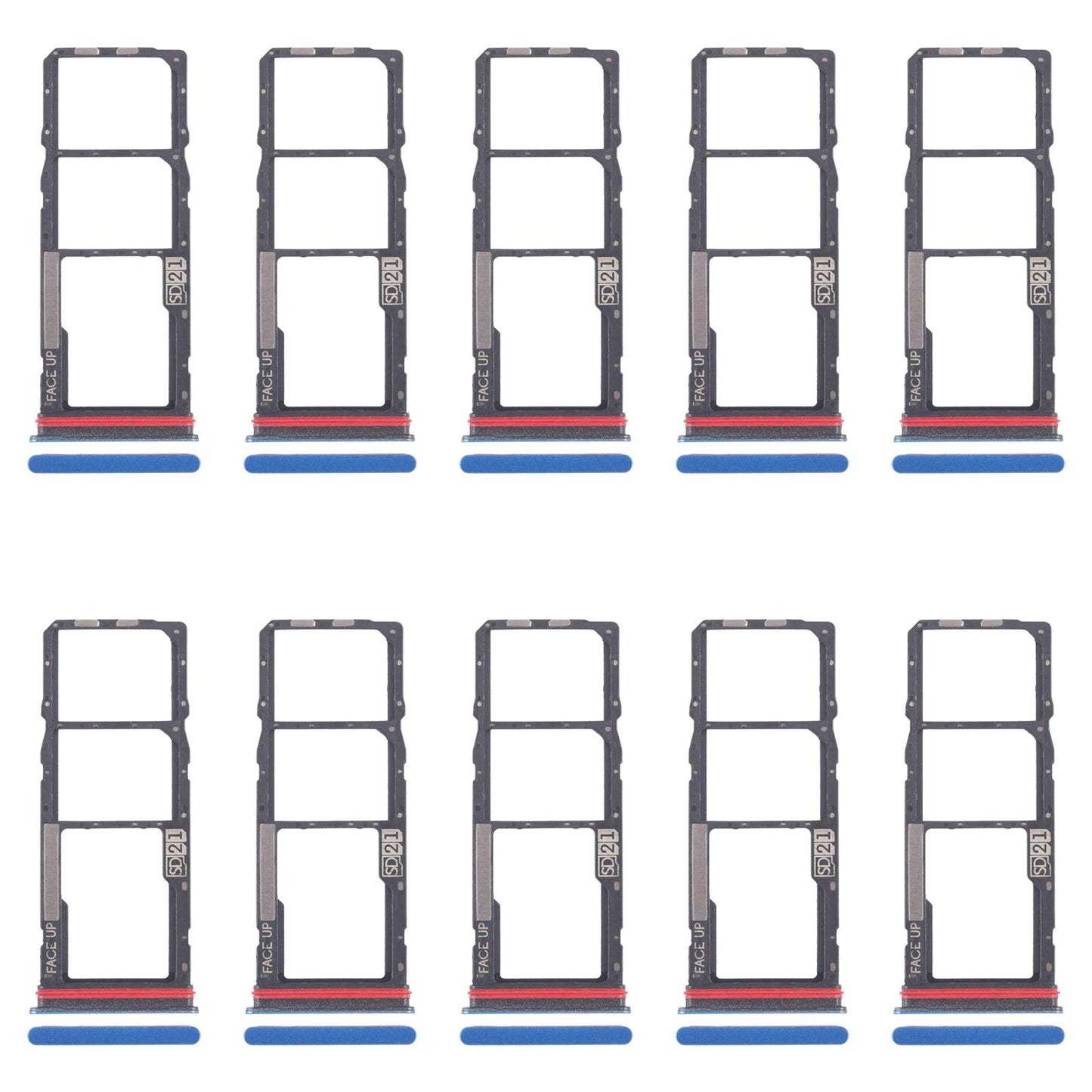 For Motorola Moto G04 10pcs Original SIM Card Tray + SIM Card Tray + Micro SD Card Tray (Blue)