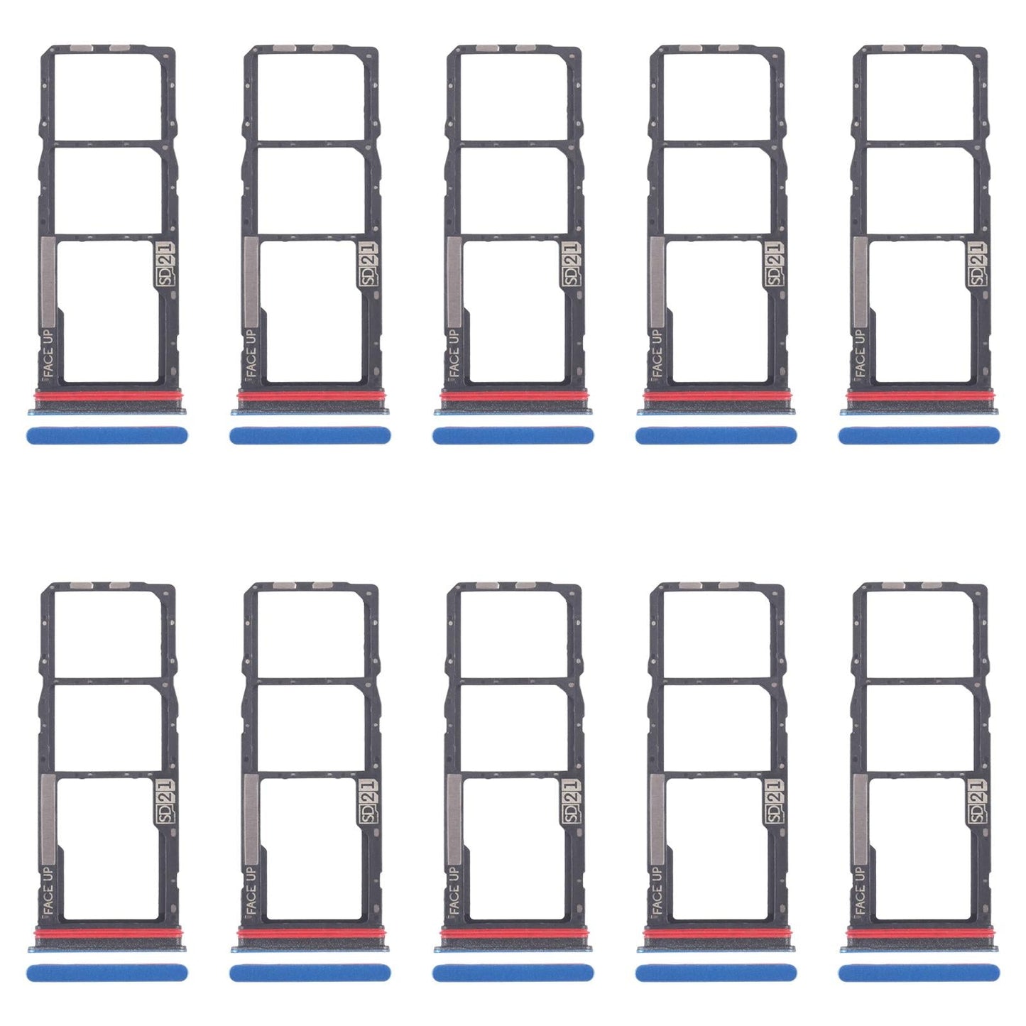 For Motorola Moto G04 10pcs Original SIM Card Tray + SIM Card Tray + Micro SD Card Tray (Blue)
