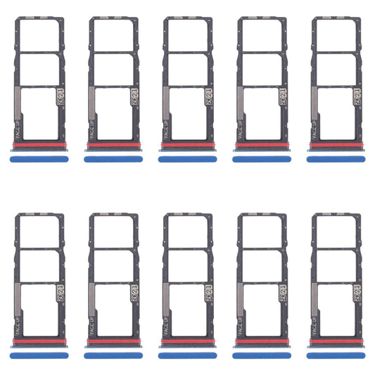 For Motorola Moto G04 10pcs Original SIM Card Tray + SIM Card Tray + Micro SD Card Tray (Blue)
