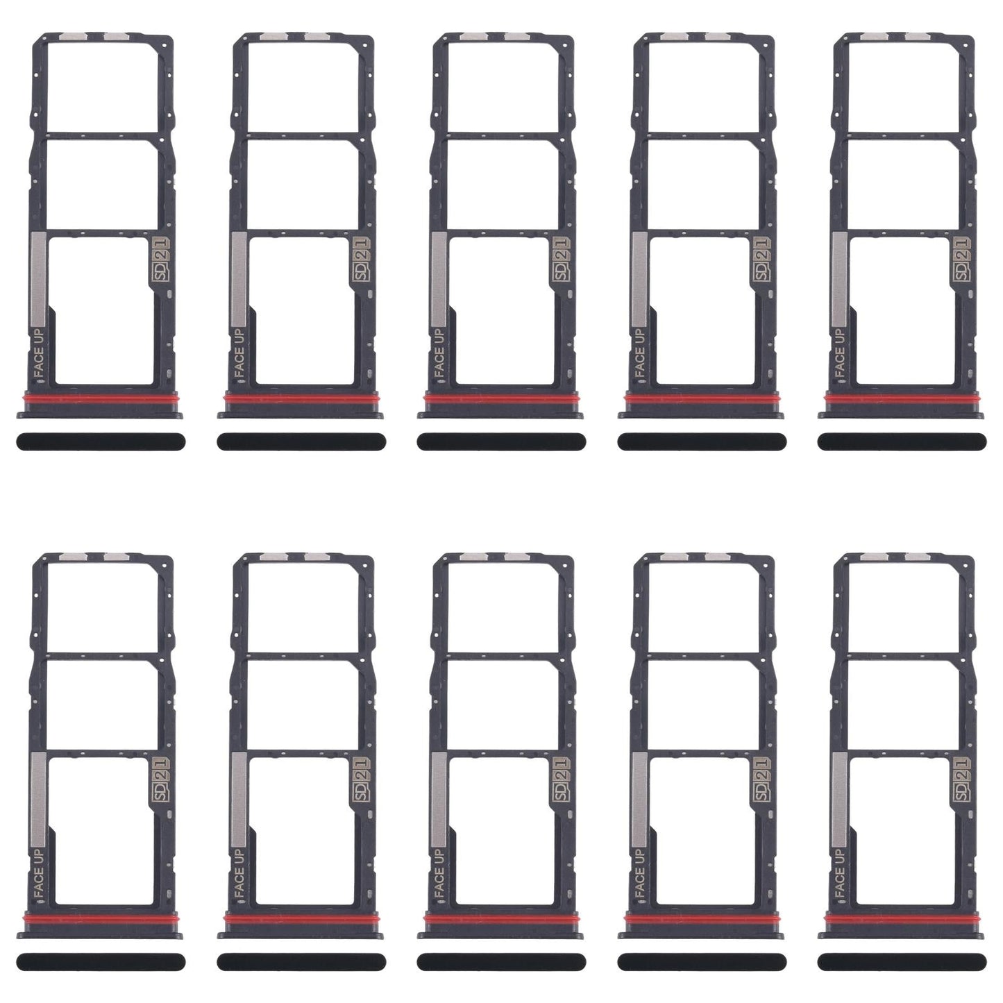 For Motorola Moto G04s 10pcs Original SIM Card Tray + SIM Card Tray + Micro SD Card Tray (Black)