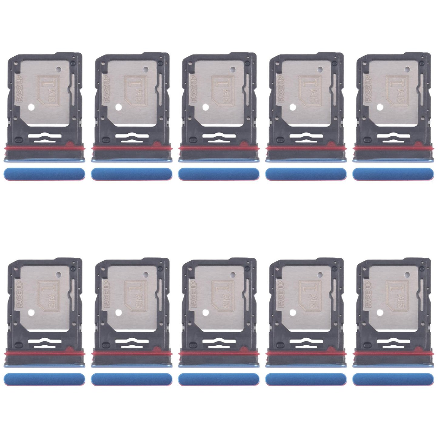 For Motorola Edge 60 10pcs Original SIM Card Tray + SIM Card Tray / Micro SD Card Tray (Blue)