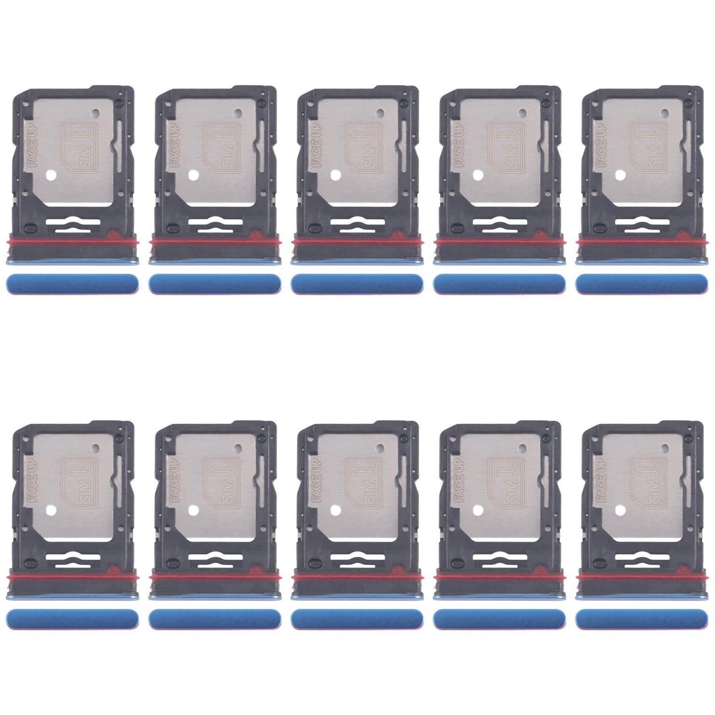 For Motorola Edge 60 10pcs Original SIM Card Tray + SIM Card Tray / Micro SD Card Tray (Blue)