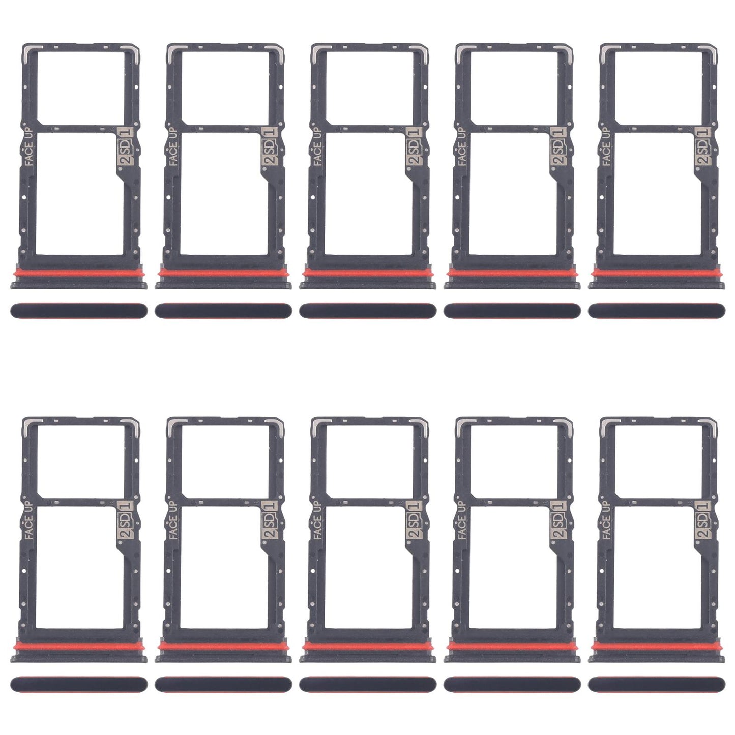 For Motorola Moto G56 10pcs Original SIM Card Tray + SIM / Micro SD Card Tray (Black)