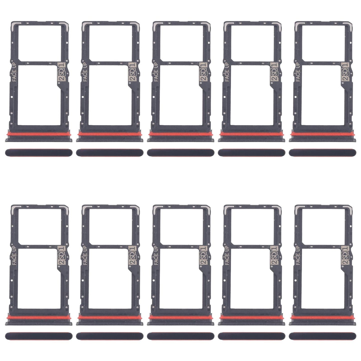 For Motorola Moto G56 10pcs Original SIM Card Tray + SIM / Micro SD Card Tray (Black)