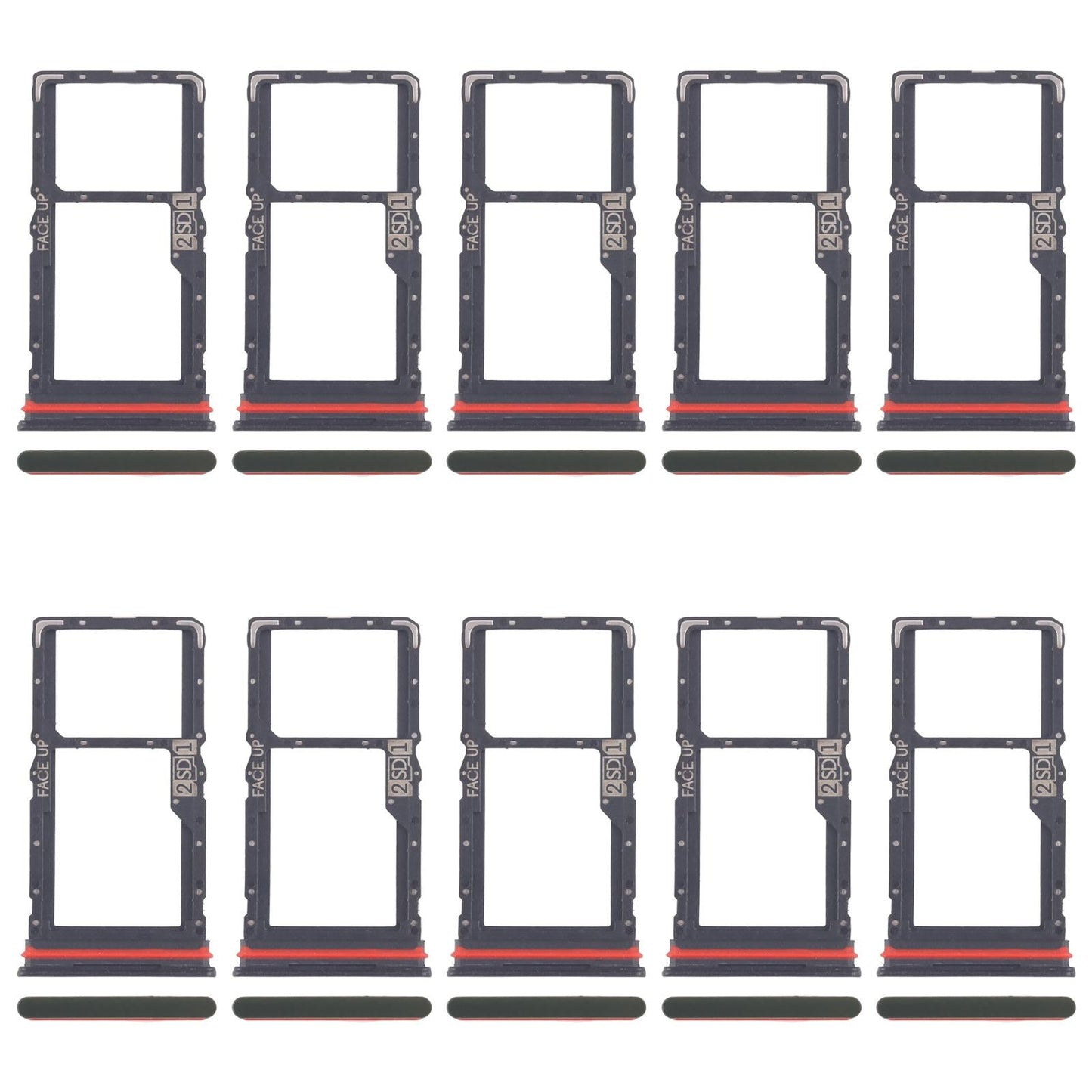 For Motorola Moto G56 10pcs Original SIM Card Tray + SIM / Micro SD Card Tray (Green)
