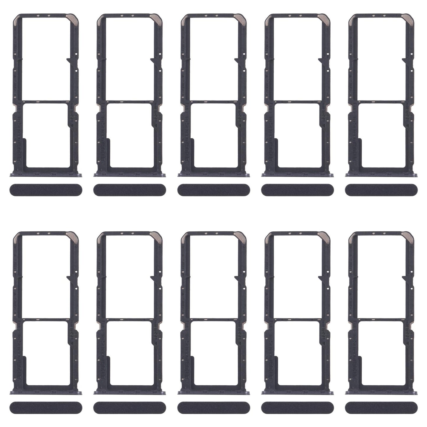 For OPPO A3x 4G CPH2641 10pcs Original SIM Card Tray + SIM Card Tray + Micro SD Card Tray (Black)