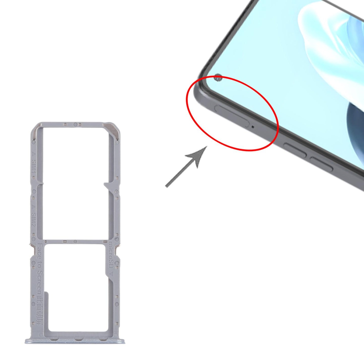 For OPPO Reno7 4G CPH2363 10pcs Original SIM Card Tray + SIM Card Tray + Micro SD Card Tray (Blue)