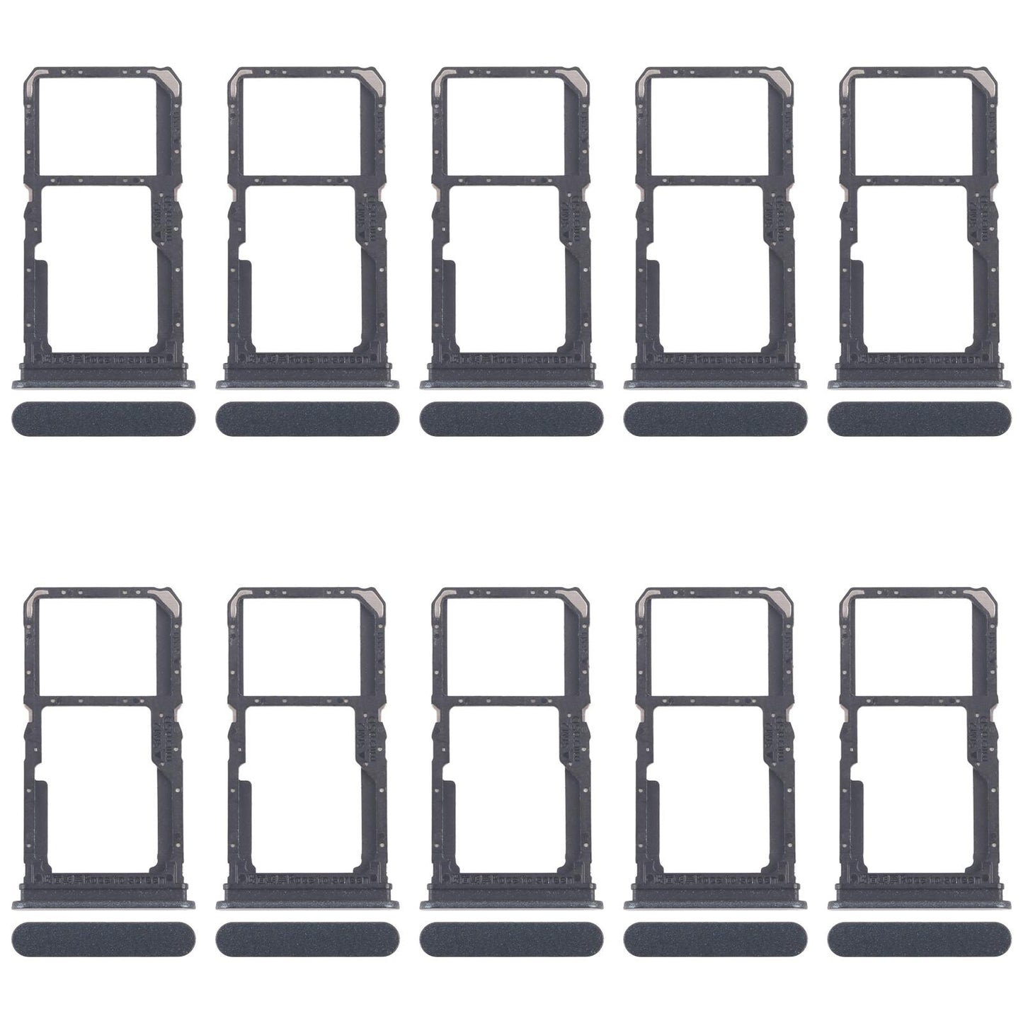 For OPPO Reno11 F CPH2603 10pcs Original SIM Card Tray + SIM Card Tray / Micro SD Card Tray (Black)
