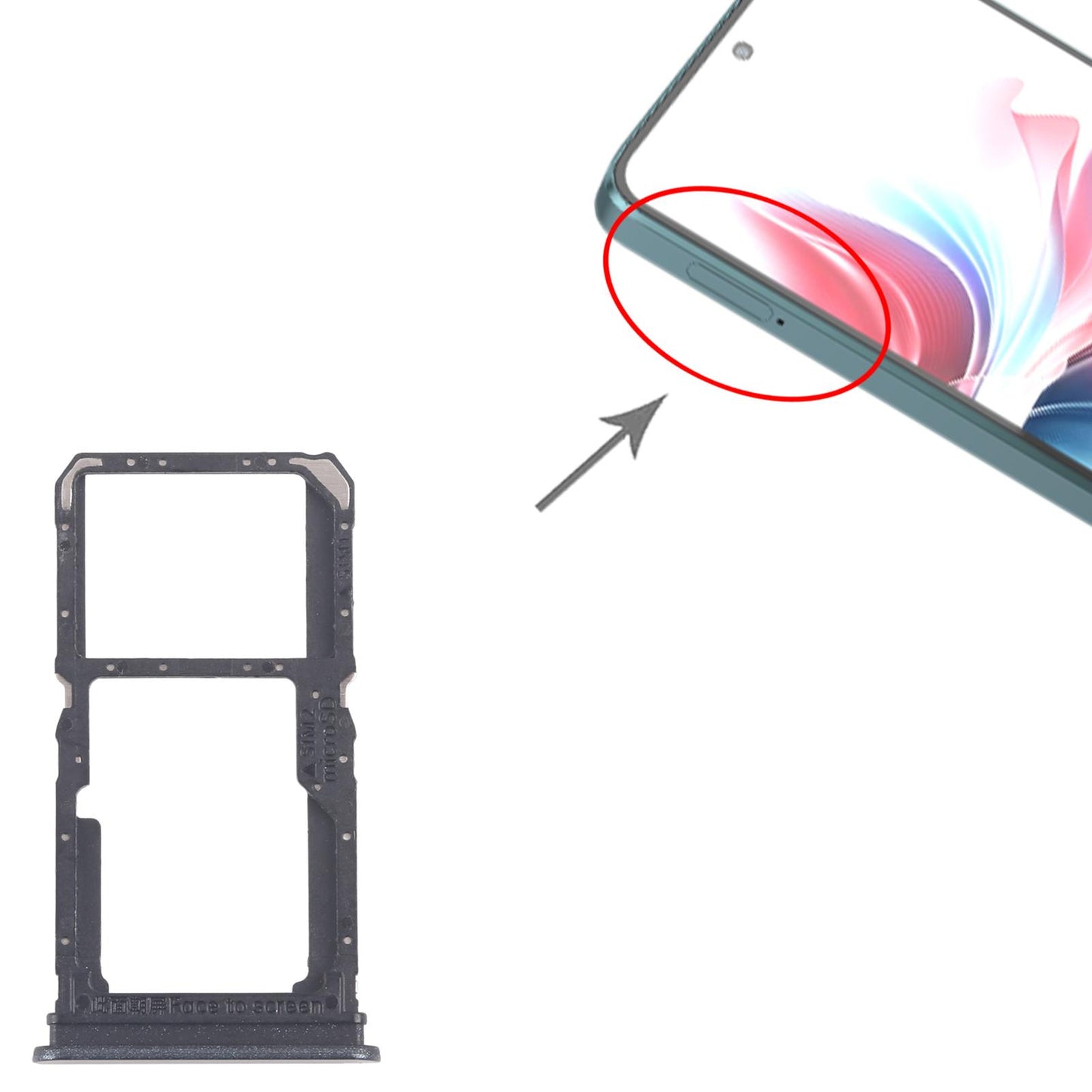 For OPPO Reno11 F CPH2603 10pcs Original SIM Card Tray + SIM Card Tray / Micro SD Card Tray (Black)