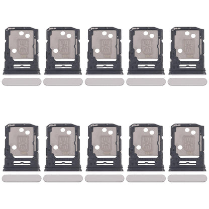 For OPPO Reno12 Pro CPH2629 10pcs Original SIM Card Tray + SIM Card Tray / Micro SD Card Tray (Silver)