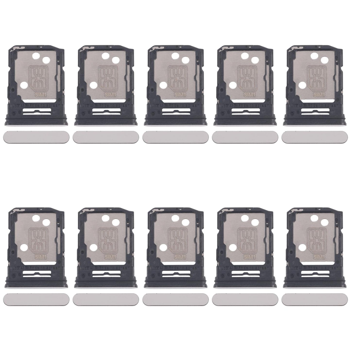 For OPPO Reno12 5G CPH2625 10pcs Original SIM Card Tray + SIM Card Tray / Micro SD Card Tray (Silver)