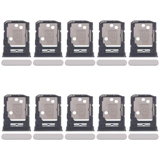 For OPPO Reno12 5G CPH2625 10pcs Original SIM Card Tray + SIM Card Tray / Micro SD Card Tray (Silver)