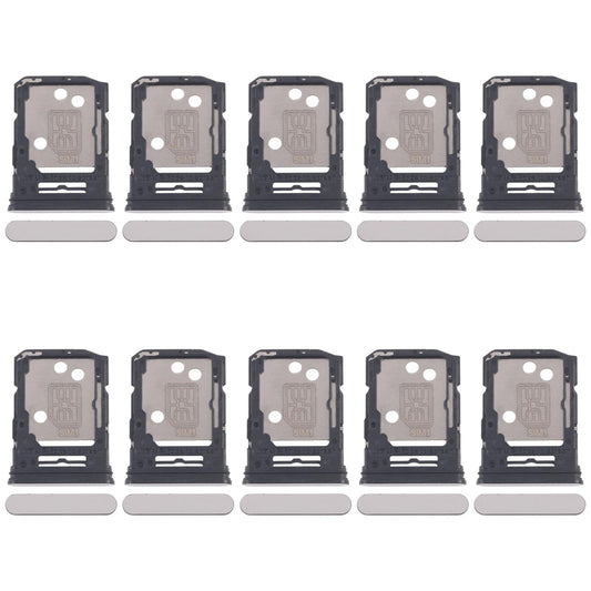For OPPO Reno12 5G CPH2625 10pcs Original SIM Card Tray + SIM Card Tray / Micro SD Card Tray (Silver)