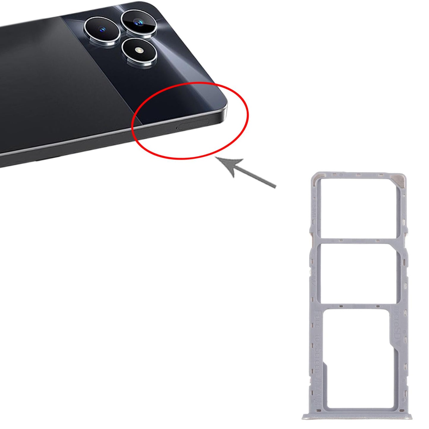 For Realme Note 50 RMX3834 10pcs Original SIM Card Tray + SIM Card Tray + Micro SD Card Tray (Gold)