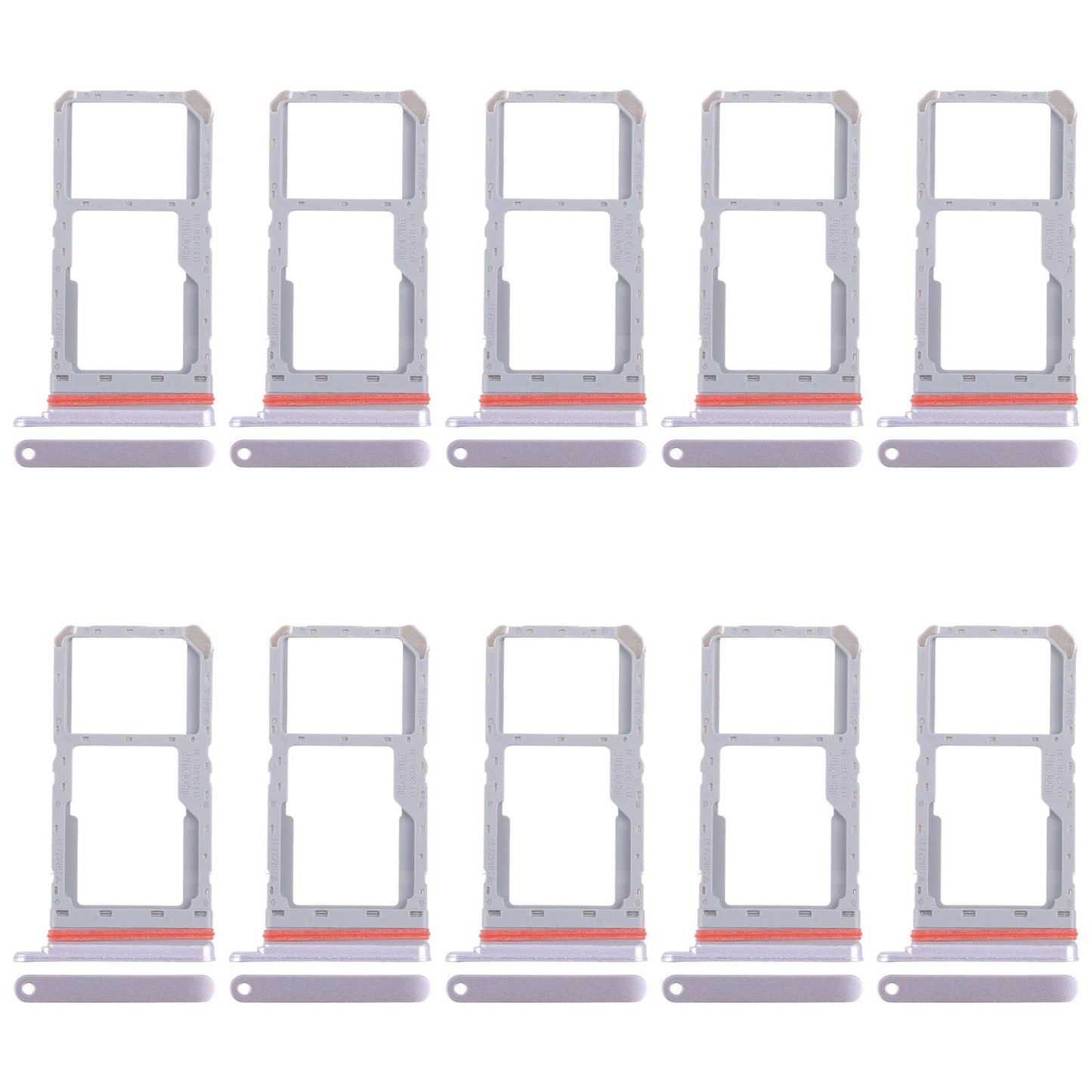 For Realme 13 5G RMX3951 10pcs Original SIM Card Tray + SIM Card Tray / Micro SD Card Tray (Pink)