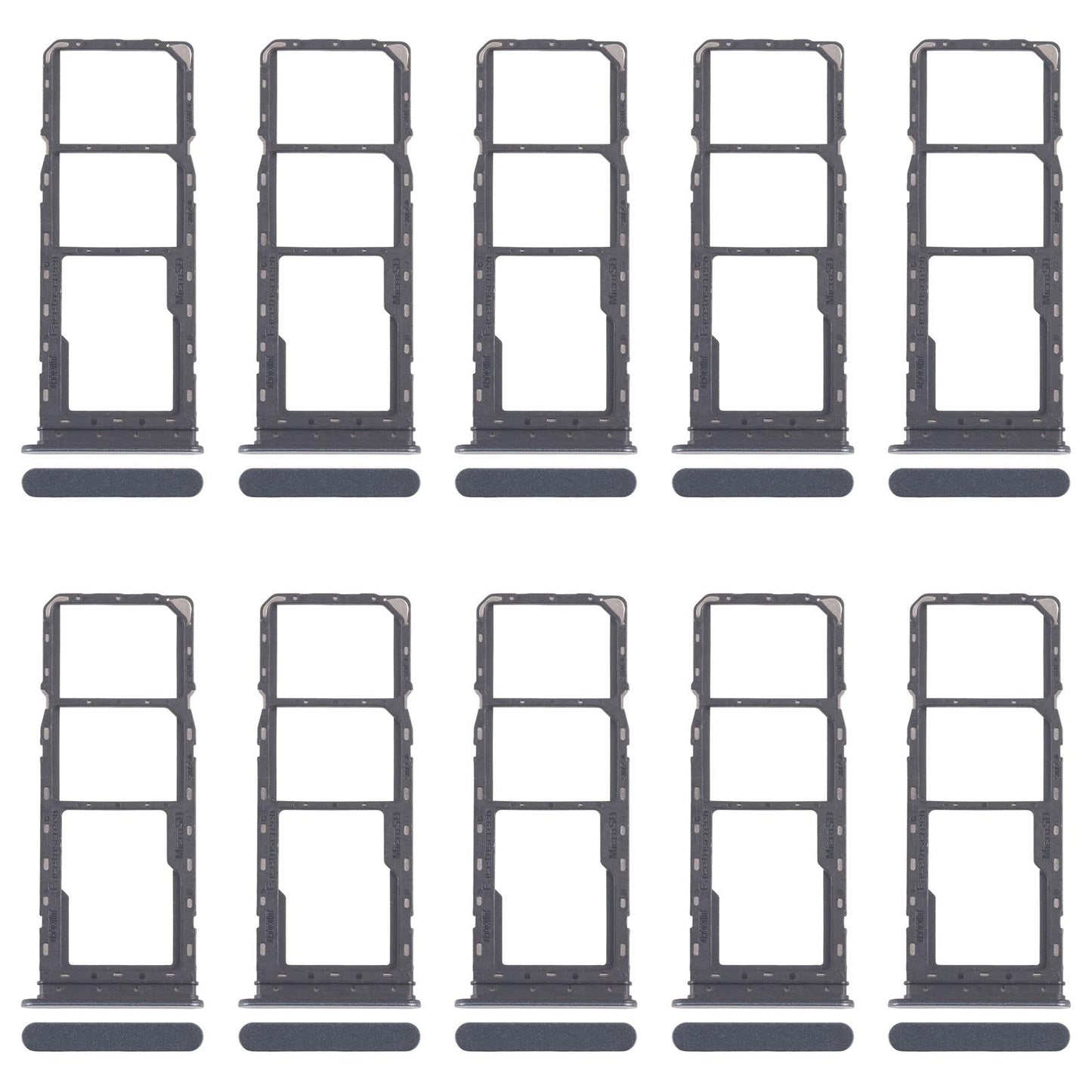 For Realme C65 4G RMX3910 10pcs Original SIM Card Tray + SIM Card Tray + Micro SD Card Tray (Black)