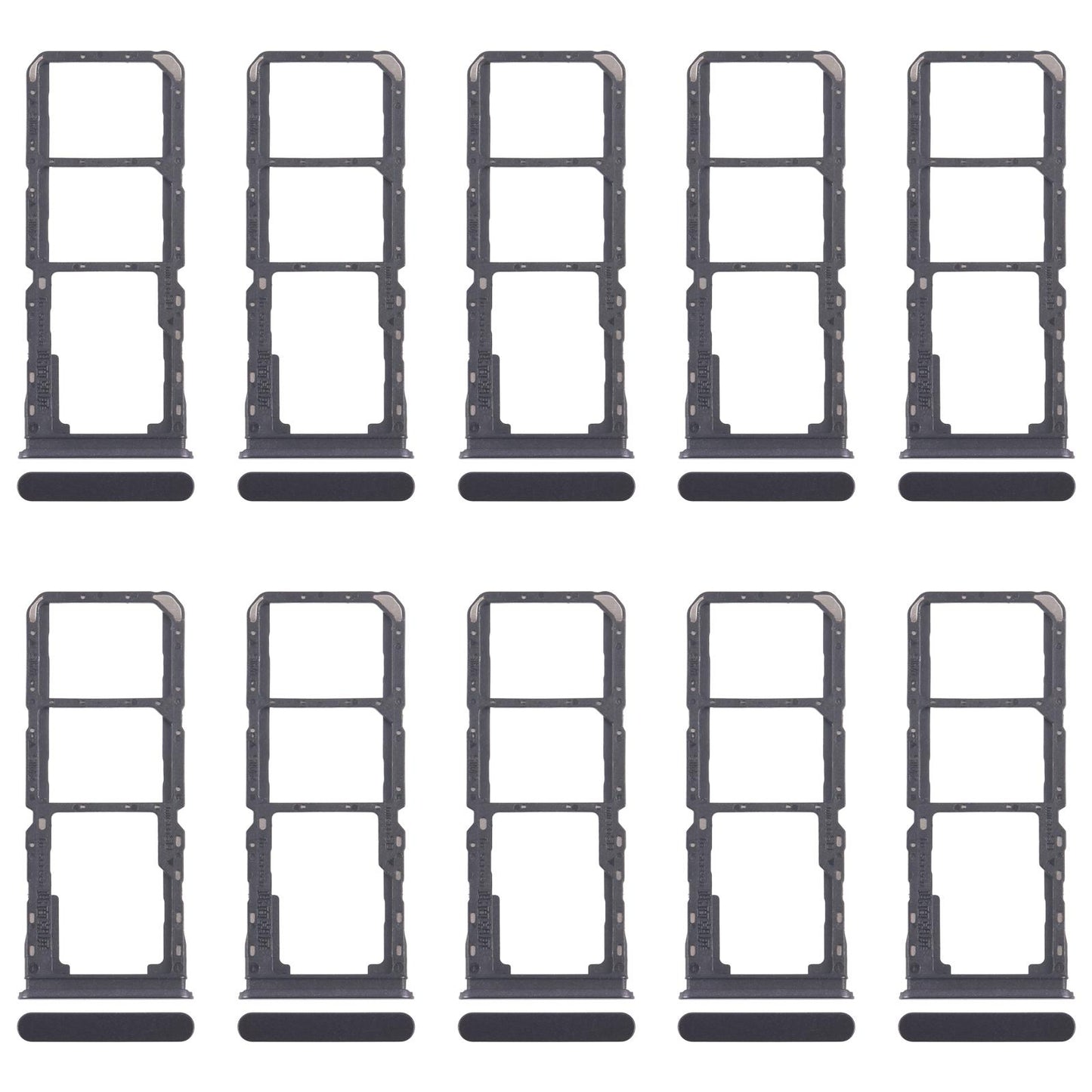For Realme 11 5G RMX3780 10pcs Original SIM Card Tray + SIM Card Tray + Micro SD Card Tray (Black)
