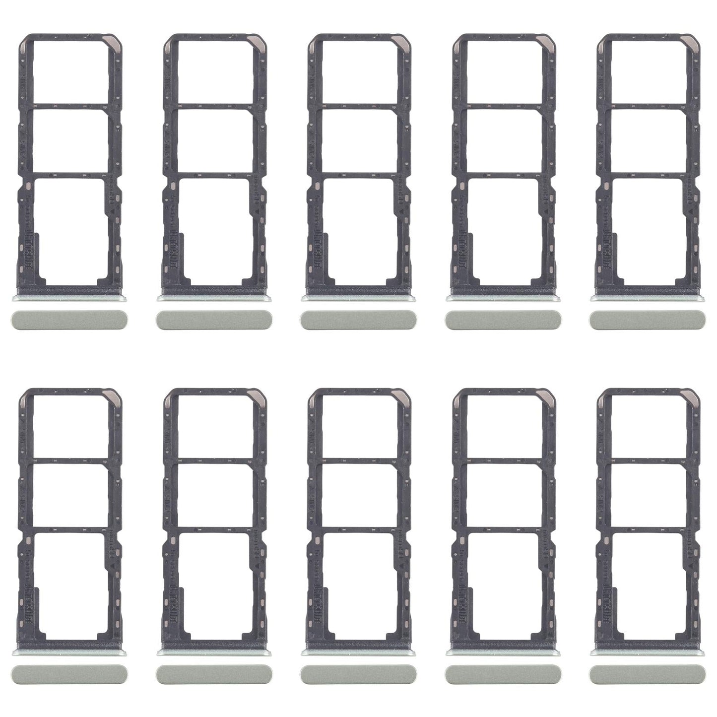 For Realme 11 5G RMX3780 10pcs Original SIM Card Tray + SIM Card Tray + Micro SD Card Tray (Green)