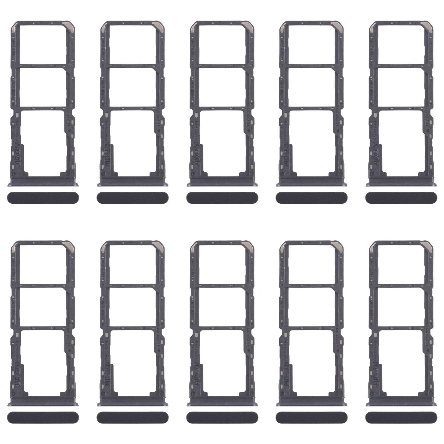 For Realme 11x 5G RMX3785 10pcs Original SIM Card Tray + SIM Card Tray + Micro SD Card Tray (Black)