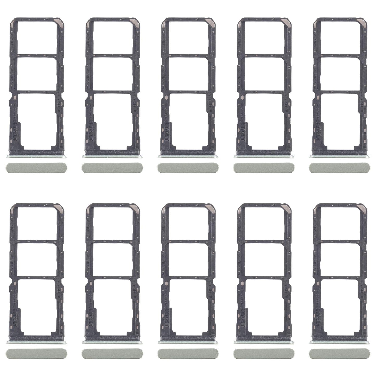 For Realme 11x 5G RMX3785 10pcs Original SIM Card Tray + SIM Card Tray + Micro SD Card Tray (Green)