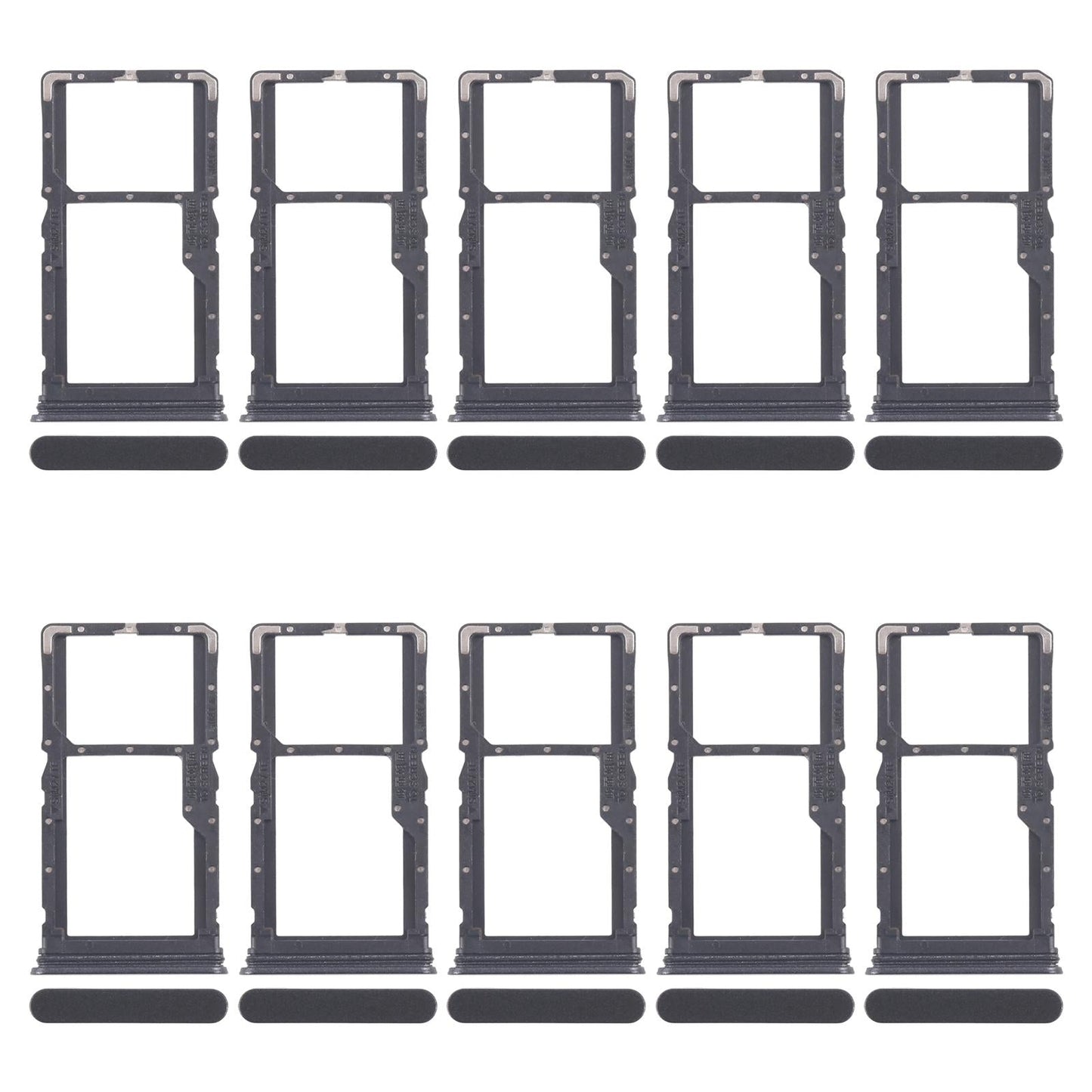 For Realme 10 Pro 5G RMX3663 RMX3660 RMX3661 10pcs Original SIM Card Tray + SIM Card Tray / Micro SD Card Tray (Black)