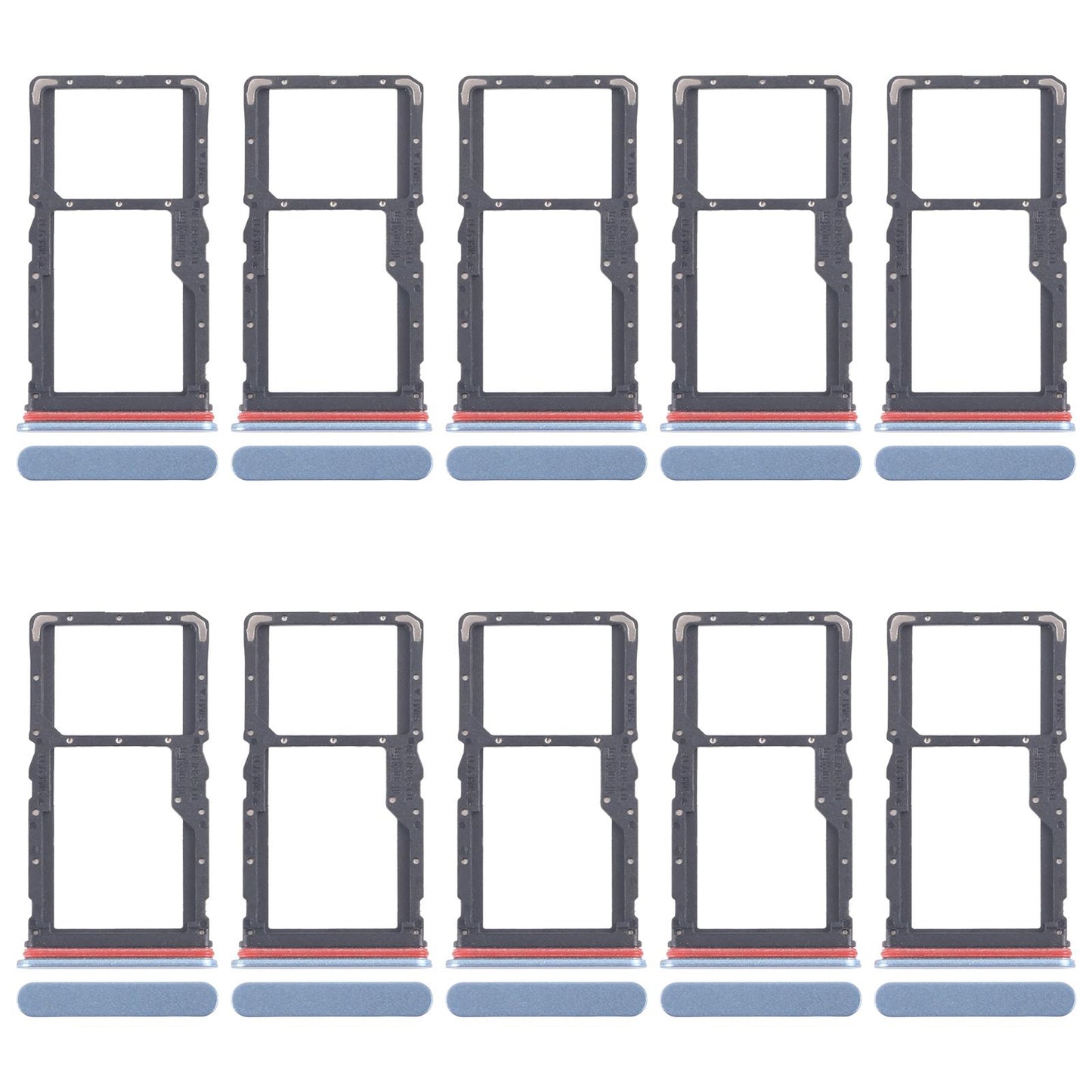 For Realme 10 Pro 5G RMX3663 RMX3660 RMX3661 10pcs Original SIM Card Tray + SIM Card Tray / Micro SD Card Tray (Blue)